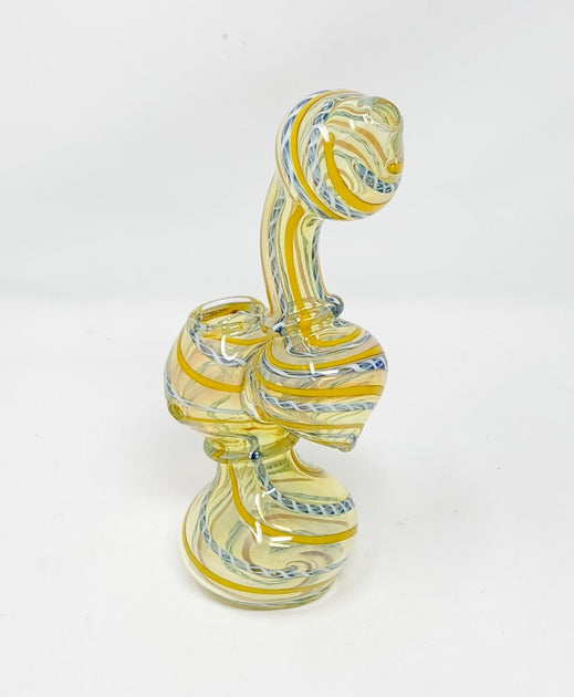 Glass Mini Bubbler Pipe with Colored Swirls