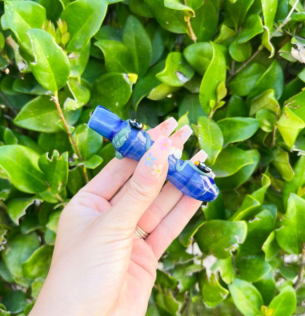 Blue Bees & Daisies Chillum Hand Pipe