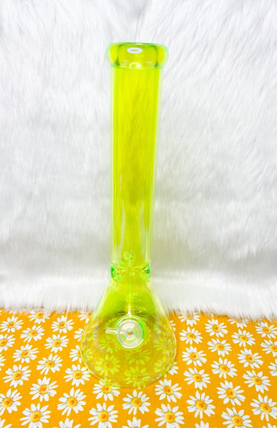 Neon Lemon Lime 16in Glass Water Pipe/Bong