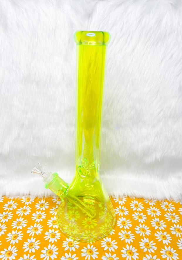 Neon Lemon Lime 16in Glass Water Pipe/Bong