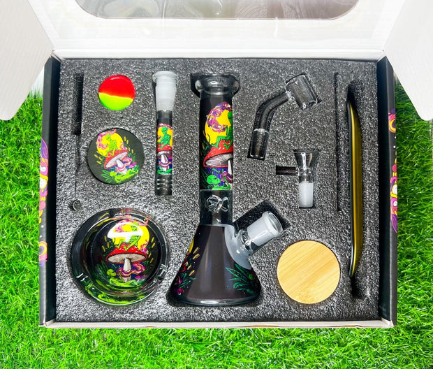 Alien Mushroom Glass Water Pipe/Bong Set