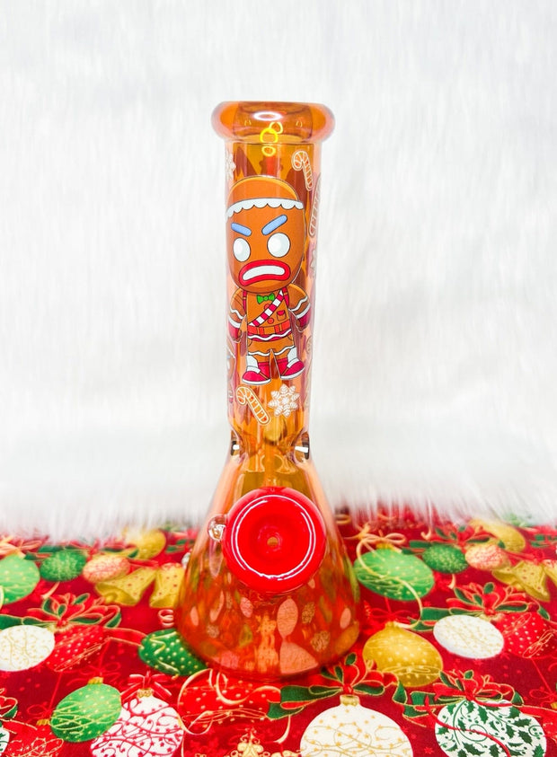 Angry Gingerbread Glass Water Pipe/Bong