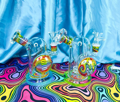 Rainbow Wig Wag Dome Water Pipe/Dab Rig