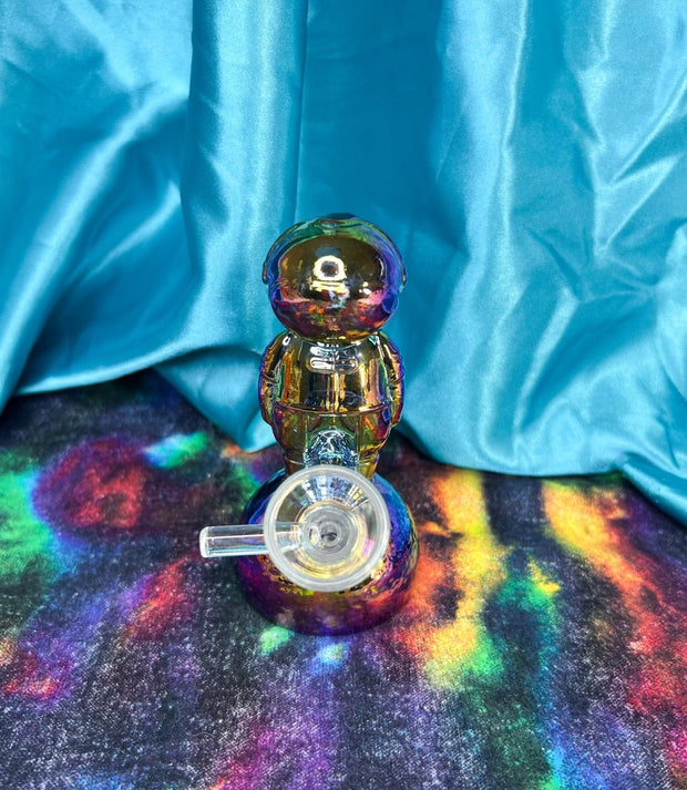 Mini Iridescent Astronaut 6in Glass Water Pipe/Dab Rig