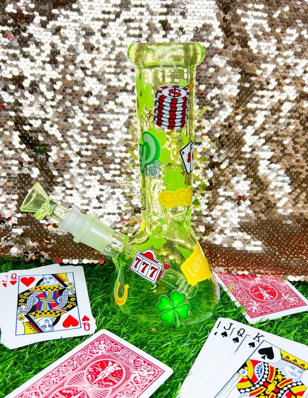 Lucky Icons Glass Water Pipe/Bong