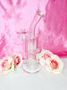 Cute Pink Double Perc Glass Water Pipe/Dab Rig