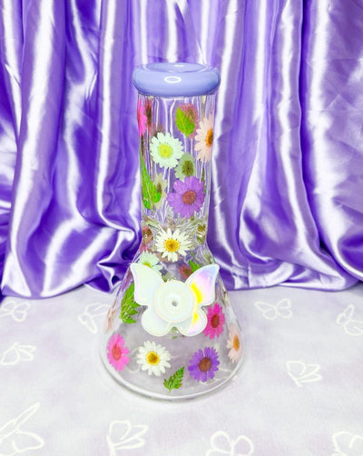 Purple Cotton Candy Dried Floral Daisies Water Pipe/Bong