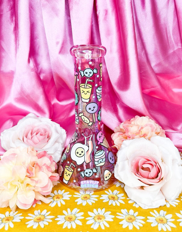 Pink Kawaii 10in Glass Water Pipe/Bong