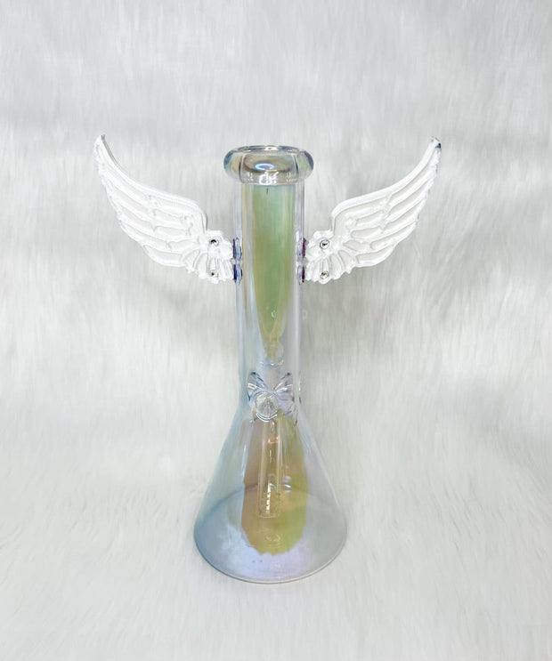 Angel Wings Iridescent Glass Water Pipe/Bong