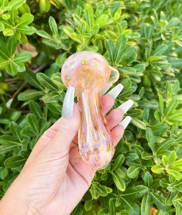 Pink Green Fumed Glass Hand Pipe