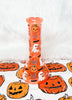 Orange Pumpkins & Ghosts 8in Glass Water Pipe/Bong