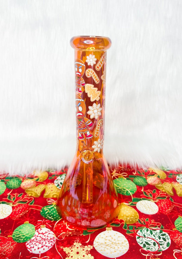 Angry Gingerbread Glass Water Pipe/Bong