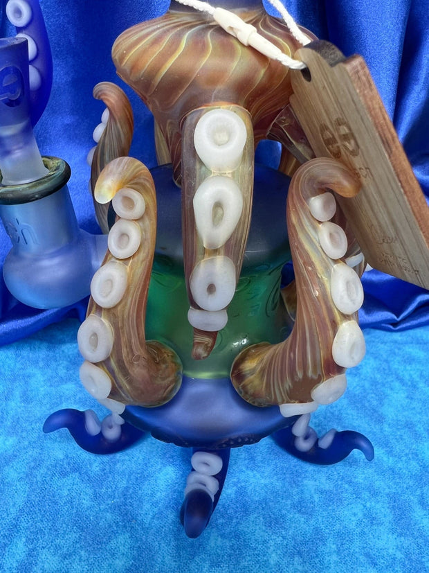 Cheech Blue Octopus Glass Water Pipe/Dab Rig