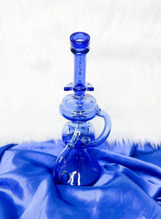 Lotus Blue Recycler Glass Water Pipe/Dab Rig