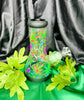 Glow In The Dark Neon Hand Painted Weed Leaves Beaker Glass Water Pipe/Bong