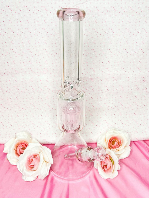 Pink 18 Inch Tree Perc Water Pipe/Bong