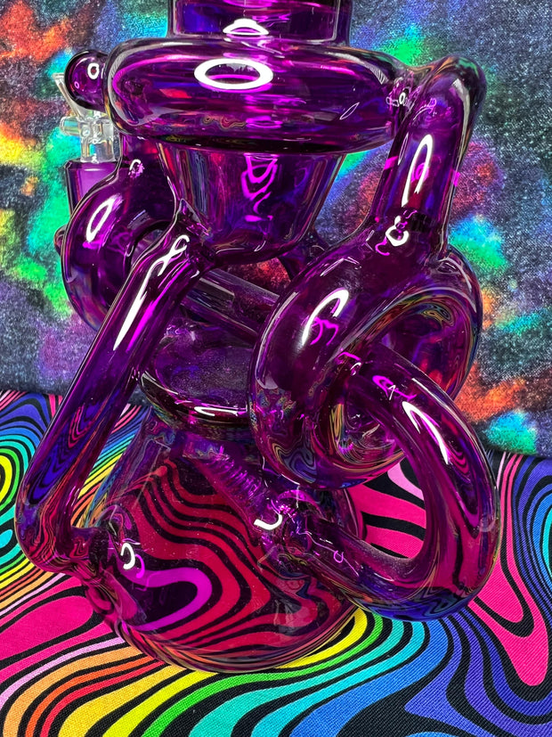 Fuschia 9in Recycler Glass Water Pipe/Dab Rig