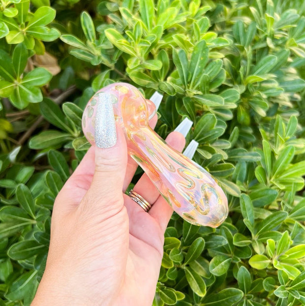 Pink Green Fumed Glass Hand Pipe