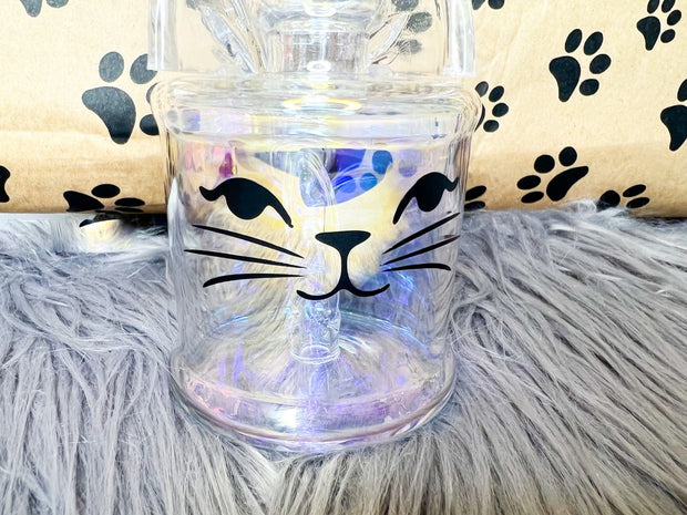 Purrfect Kitty Glass Water Pipe/Dab Rig