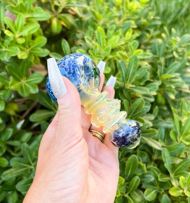 Blue Fumed Glass Hand Pipe