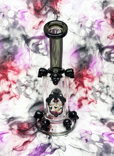 Halloween Skulls 12in Bent Neck Glass Water Pipe/Dab Rig