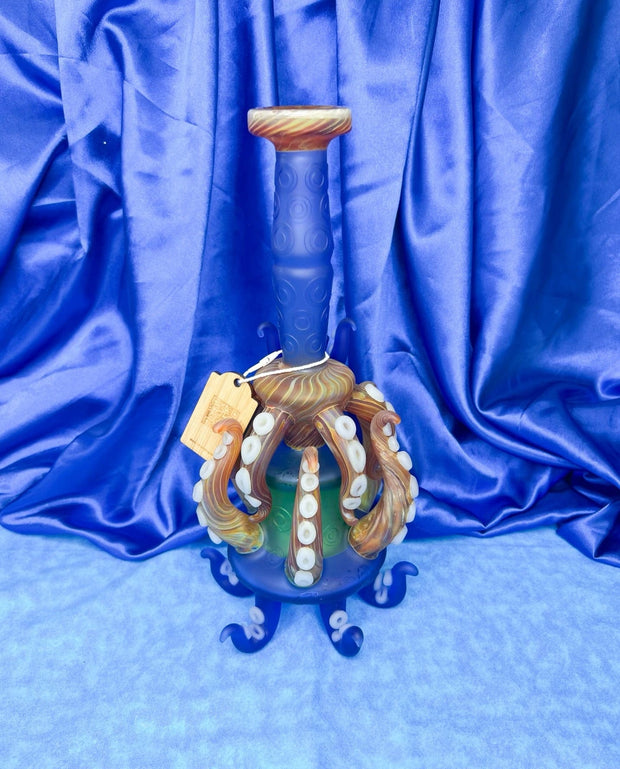 Cheech Blue Octopus Glass Water Pipe/Dab Rig