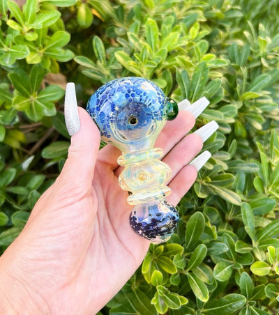 Blue Fumed Glass Hand Pipe