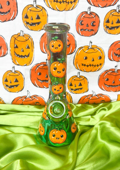 Green Iridescent Pumpkin Glass Water Pipe/Bong