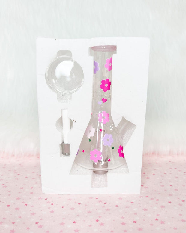 Pink Cherries & Daisies Glass Nectar Collector