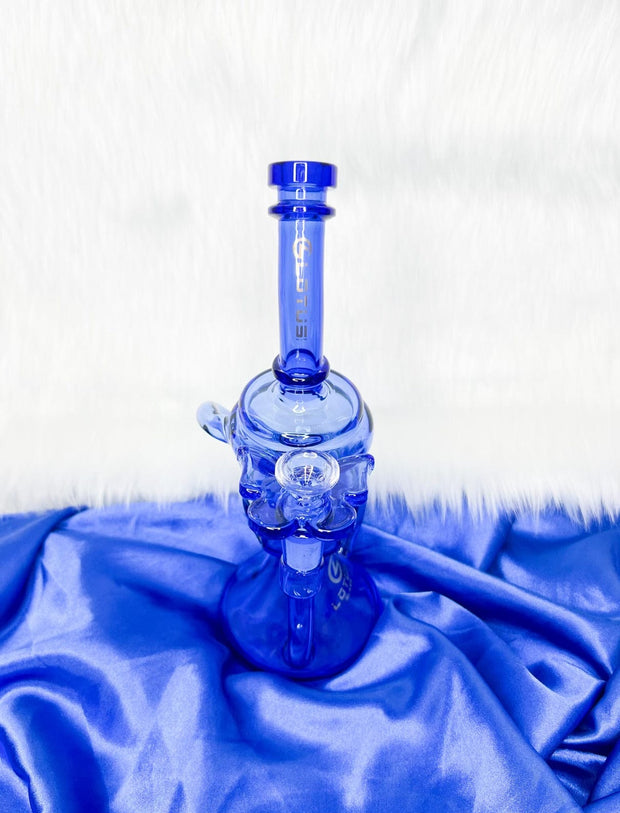 Lotus Blue Recycler Glass Water Pipe/Dab Rig