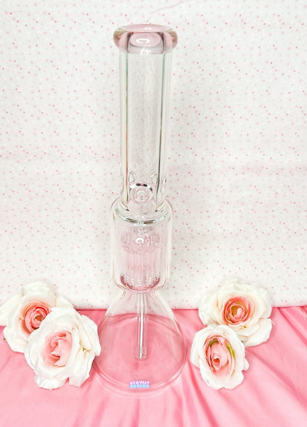 Pink 18 Inch Tree Perc Water Pipe/Bong