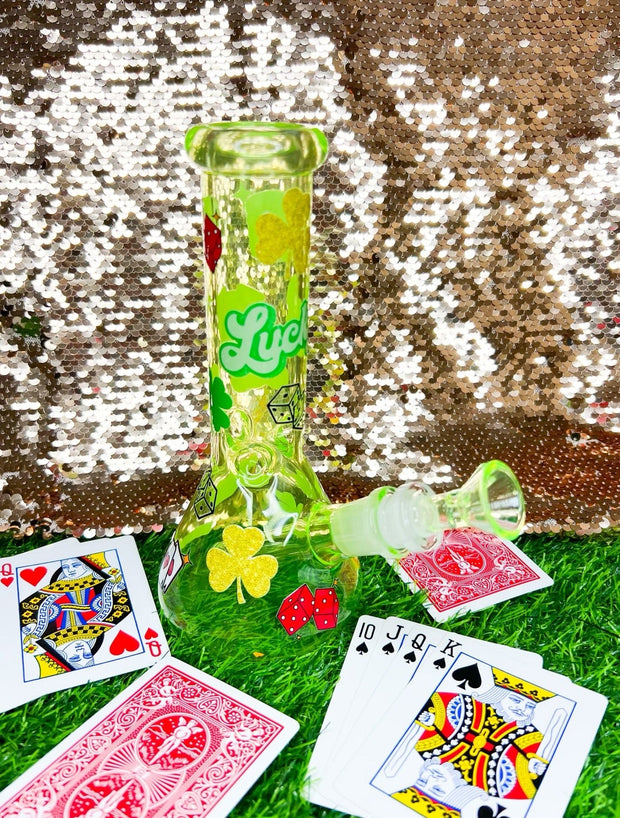 Lucky Icons Glass Water Pipe/Bong