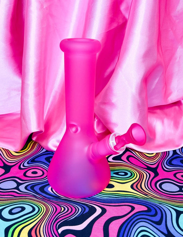 Hot Pink 8in Glass Water Pipe/Bong