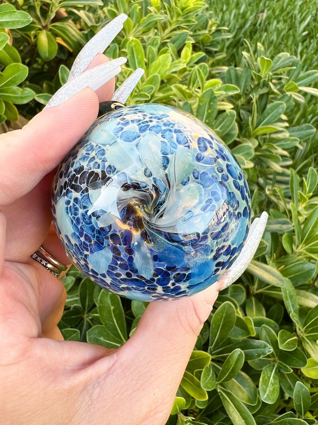 Blue Fumed Glass Hand Pipe