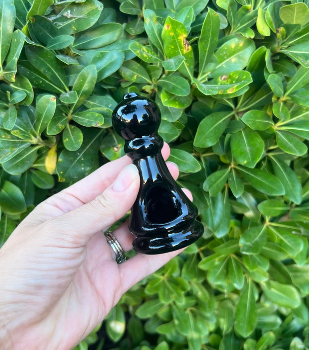 Black Pawn Chess Piece Glass Hand Pipe