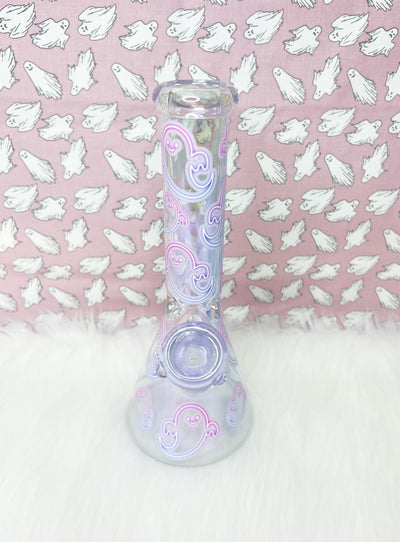 Iridescent Neon Ghosts Glass Water Pipe/Bong