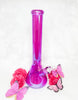 Neon Fuchsia Iridescent 16in Glass Water Pipe/Bong