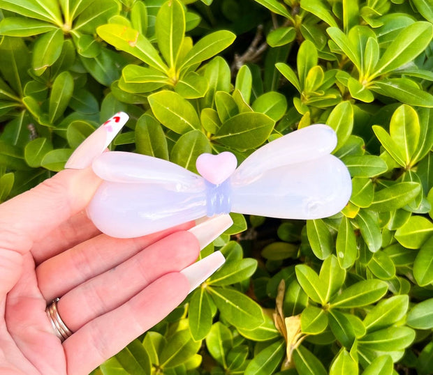 Pink Bow Glass Hand Pipe