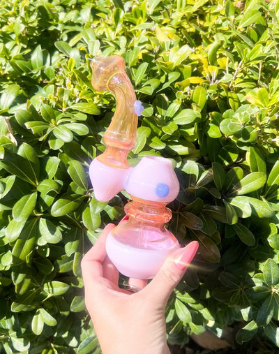 Milky Pink Fumed Glass Hand Pipe/Bubbler