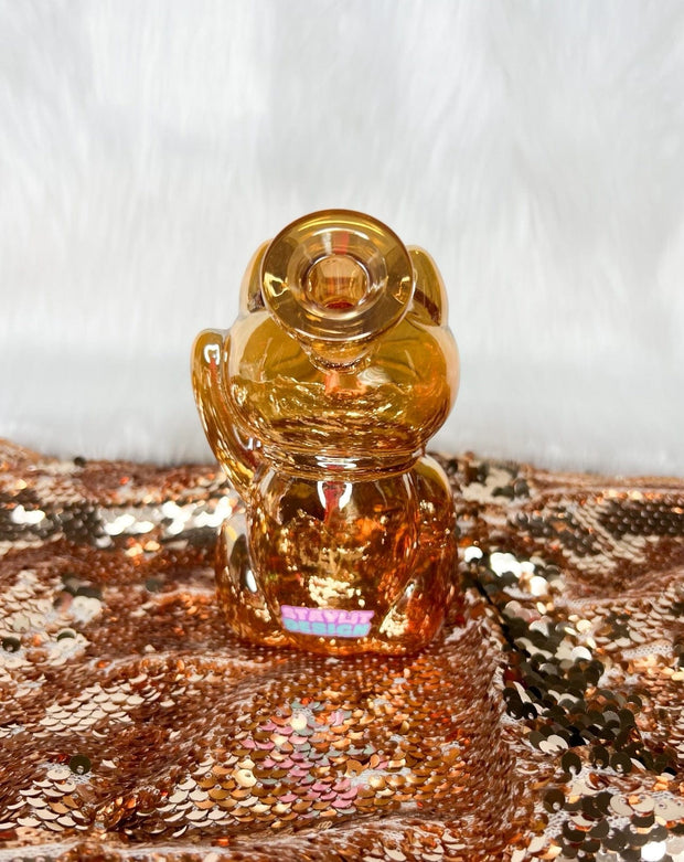 Iridescent Lucky Cat Glass Water Pipe/Dab Rig