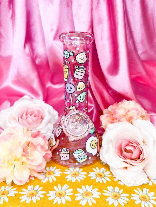 Pink Kawaii 10in Glass Water Pipe/Bong