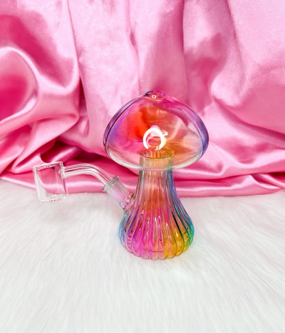 Rainbow Mushroom Glass Water Pipe/Dab Rig