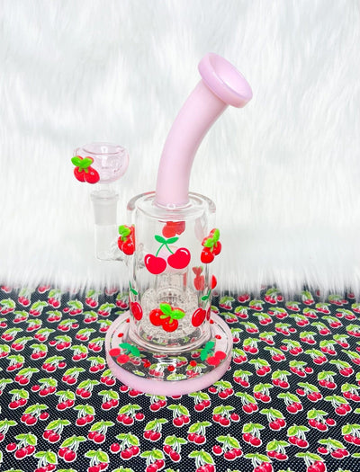 Cute Cherries Glass Water Pipe/Dab Rig