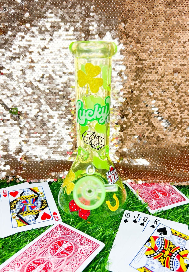 Lucky Icons Glass Water Pipe/Bong