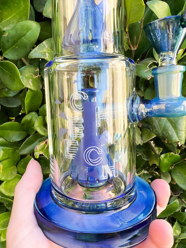 Cheech Fumed 11in Double Bong Perc Glass Water Pipe/Dab Rig