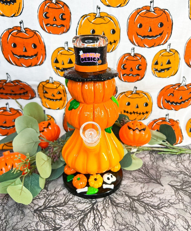 Pumpkin Stack 10in Glass Water Pipe/Bong