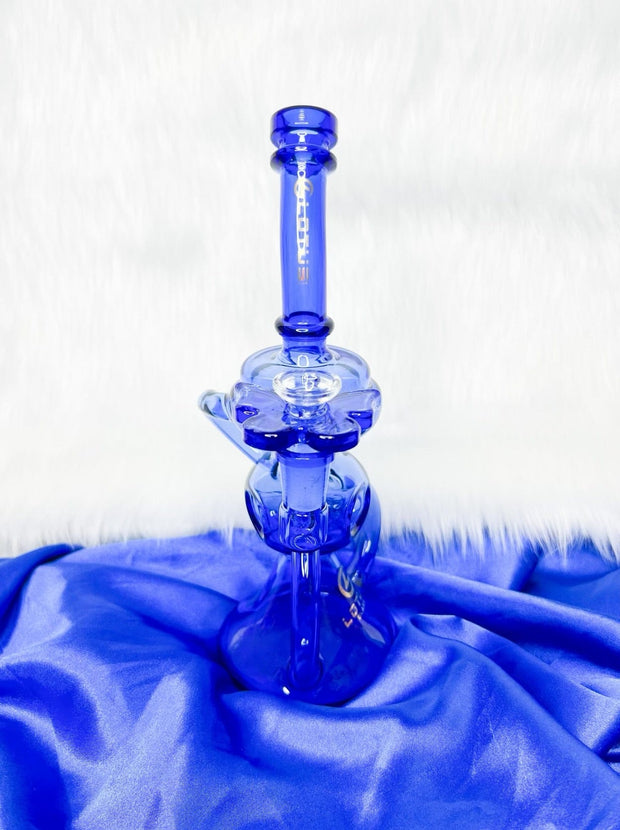 Lotus Blue Recycler Glass Water Pipe/Dab Rig