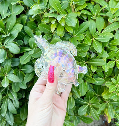 Iridescent Turtle Glass Hand Pipe