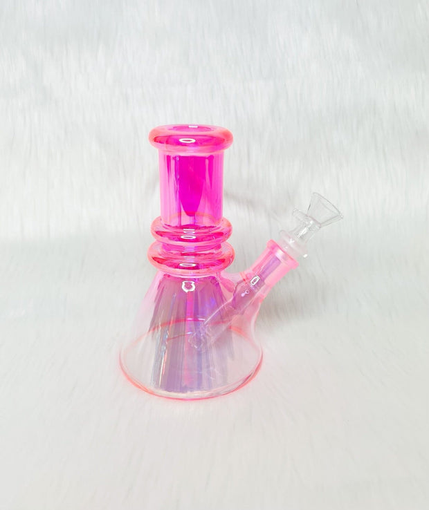 Mini Iridescent 6in Glass Water Pipe/Bong