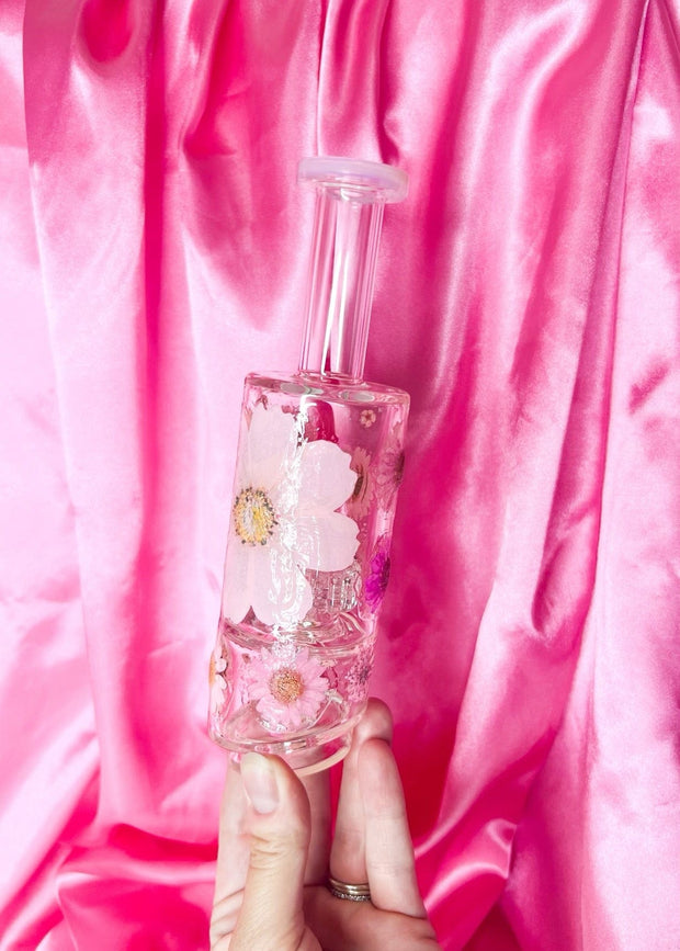 Pink Dried Floral Puffco Glass Attachment Replacement